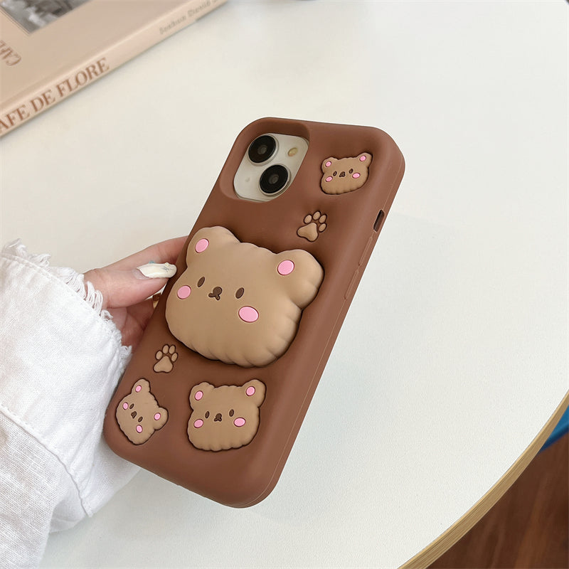 Teddy Bear 3D Cartoon Case Cotton Candy Love Graphic Animal Case with Holder